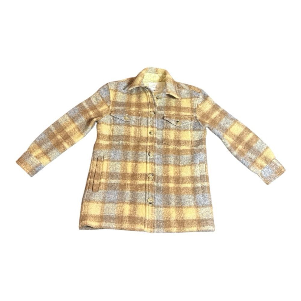Aritzia Wilfred Free The Ganna Utility Shirt Jacket Plaid Wool Blend Sz 2XS - Picture 2 of 15